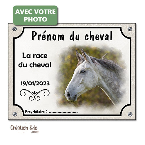 plaque de box cheval personnalisée photo panneau écurie sellerie chevaux