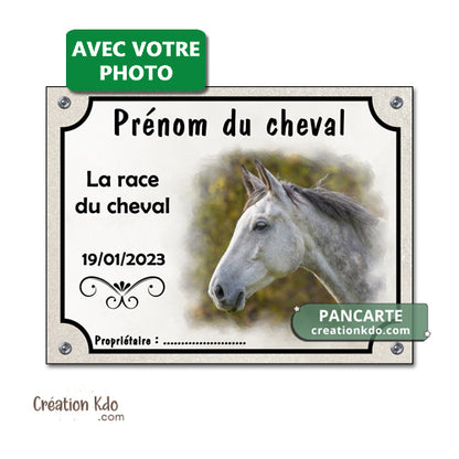 plaque de box cheval personnalisée photo panneau écurie sellerie chevaux