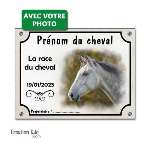 plaque de box cheval personnalisée photo panneau écurie sellerie chevaux