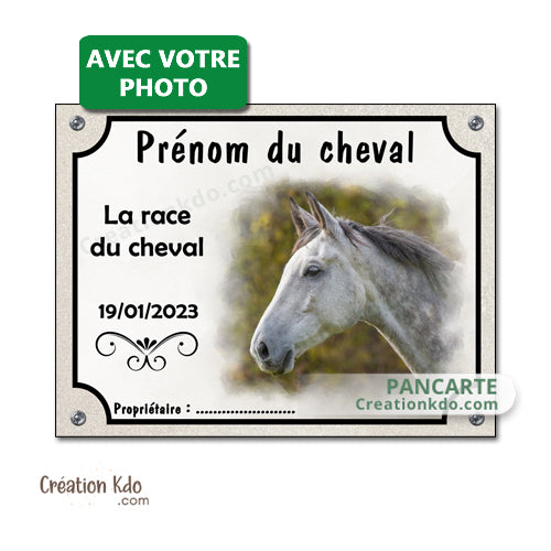 plaque de box cheval personnalisée photo panneau écurie sellerie chevaux