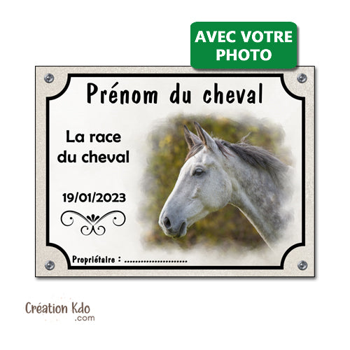 plaque de box cheval personnalisée photo panneau écurie sellerie chevaux