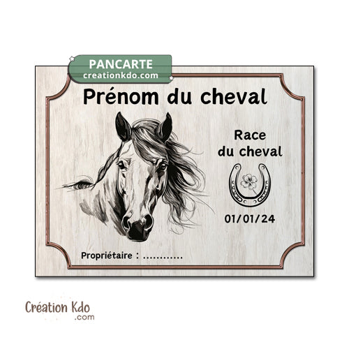 plaque de box cheval personnalisée panneau écurie chevaux race naissance nom pancarte aluminium