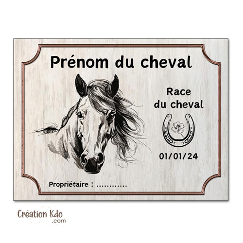 plaque de box cheval personnalisée panneau écurie chevaux race naissance nom pancarte aluminium