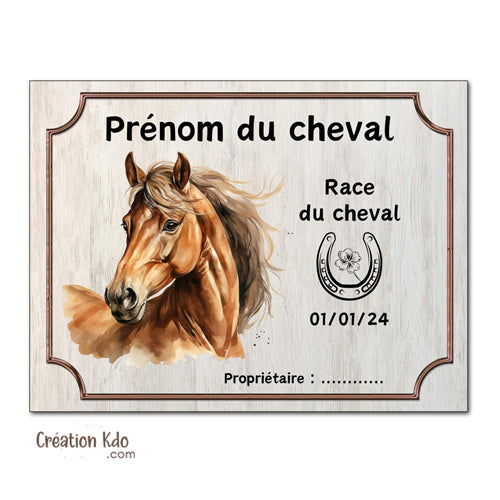 plaque de box cheval personnalisée panneau écurie chevaux race naissance nom pancarte aluminium