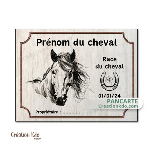 plaque de box cheval personnalisée panneau écurie chevaux race naissance nom pancarte aluminium