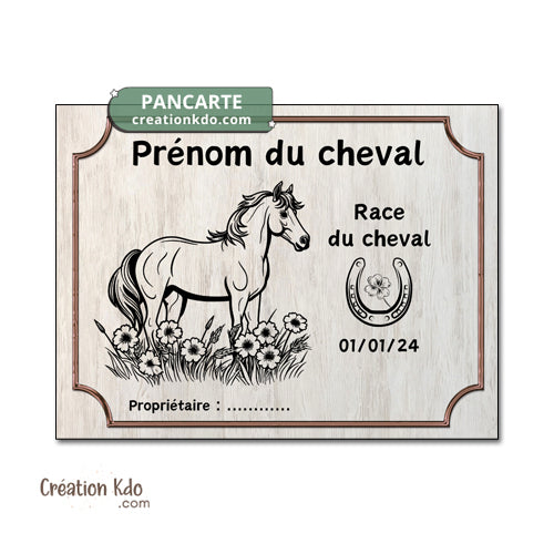 plaque de box cheval personnalisée panneau écurie chevaux race naissance nom pancarte aluminium