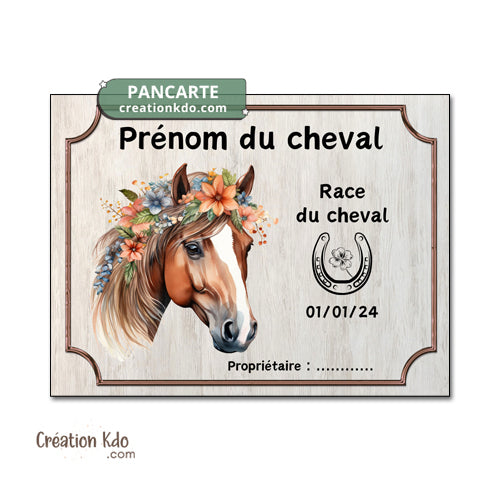plaque de box cheval personnalisée panneau écurie chevaux race naissance nom pancarte aluminium