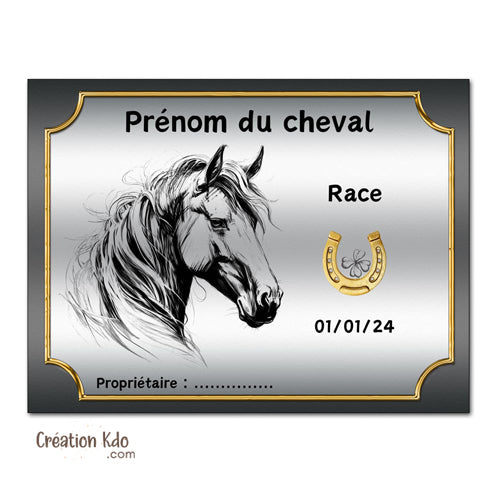 plaque de box cheval personnalisée panneau écurie chevaux race naissance nom pancarte en aluminium 