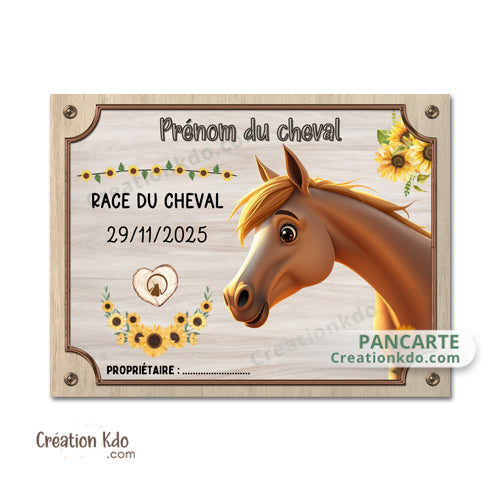 Plaque de box cheval personnalisée panneau d'écurie nom, race, année pancarte équestre équitation poney