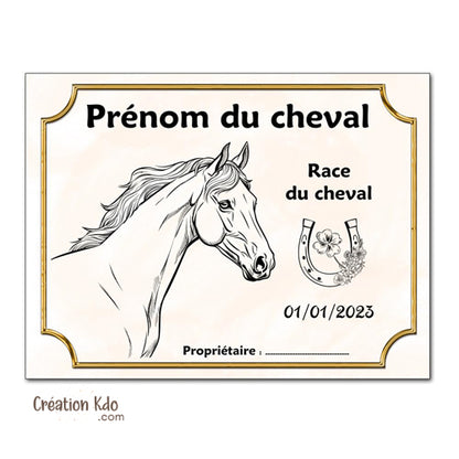 plaque de box personnalisée cheval panneau écurie nom chevaux sellerie