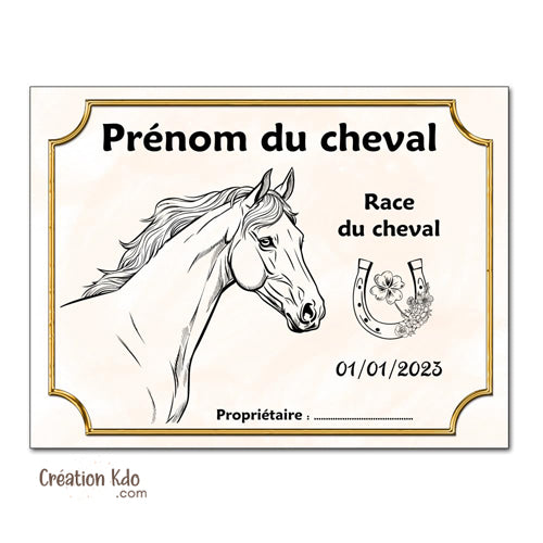 plaque de box personnalisée cheval panneau écurie nom chevaux sellerie