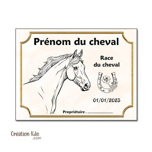 plaque de box personnalisée cheval panneau écurie nom chevaux sellerie
