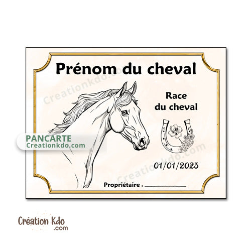 plaque de box personnalisée cheval panneau écurie nom chevaux sellerie