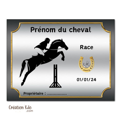 plaque de box cheval personnalisée panneau écurie chevaux race naissance nom pancarte aluminium
