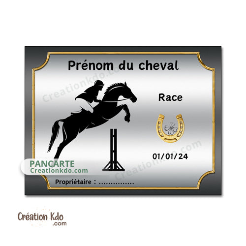 plaque de box cheval personnalisée panneau écurie chevaux race naissance nom pancarte aluminium
