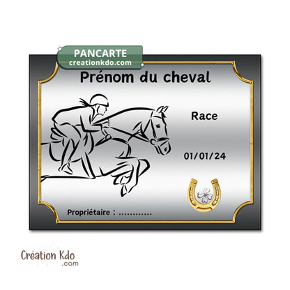 plaque de box cheval personnalisée panneau écurie chevaux race naissance nom pancarte en aluminium concours saut