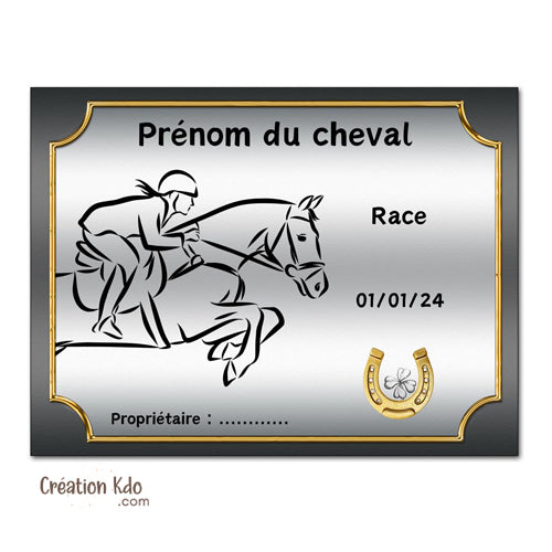 plaque de box cheval personnalisée panneau écurie chevaux race naissance nom pancarte en aluminium concours saut
