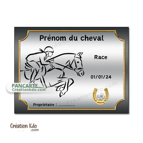 plaque de box cheval personnalisée panneau écurie chevaux race naissance nom pancarte en aluminium concours saut