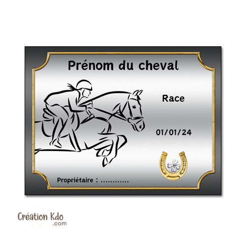 plaque de box cheval personnalisée panneau écurie chevaux race naissance nom pancarte en aluminium concours saut