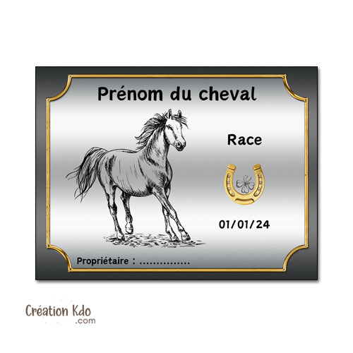 plaque de box cheval personnalisée panneau écurie chevaux race naissance nom pancarte aluminium