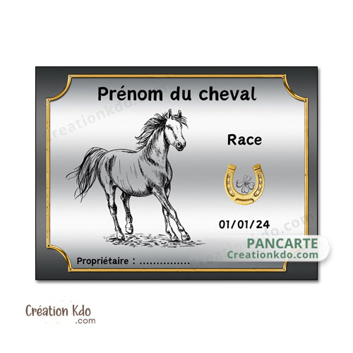 plaque de box cheval personnalisée panneau écurie chevaux race naissance nom pancarte aluminium