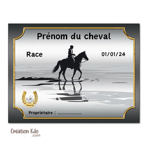 plaque de box cheval personnalisée panneau écurie chevaux race naissance nom pancarte aluminium cadeau cavalière