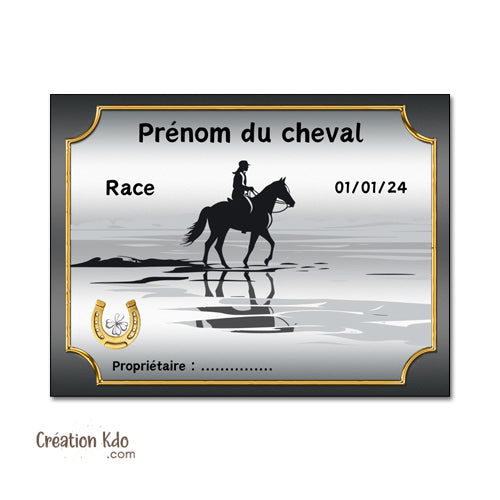 plaque de box cheval personnalisée panneau écurie chevaux race naissance nom pancarte en aluminium