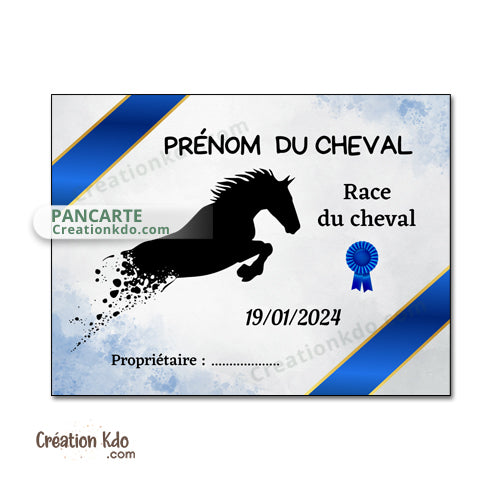 plaque de box cheval personnalisé panneau écurie nom chevaux poney sellerie concours saut d'obstacles
