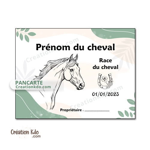 plaque de box cheval personnalisée panneau écurie chevaux race naissance nom pancarte en aluminium 