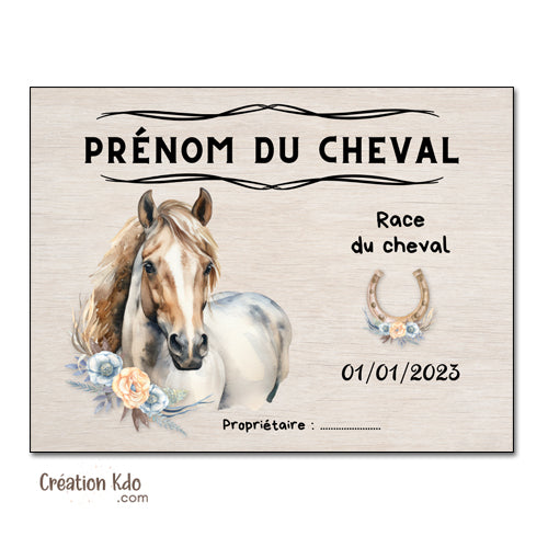 Plaque de box cheval ou poney à personnaliser pour écurie Panneau sellerie