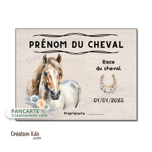 plaque de box cheval personnalisé panneau equestre