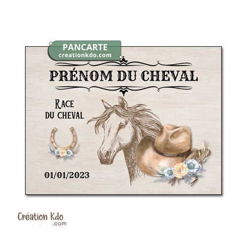 plaque de box cheval western