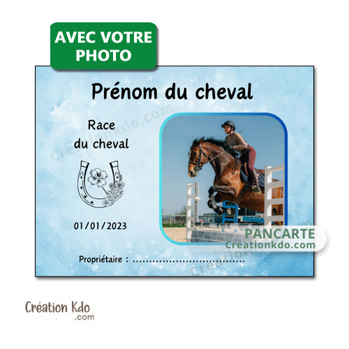 plaque de box bleue cheval personnalisée panneau pancarte