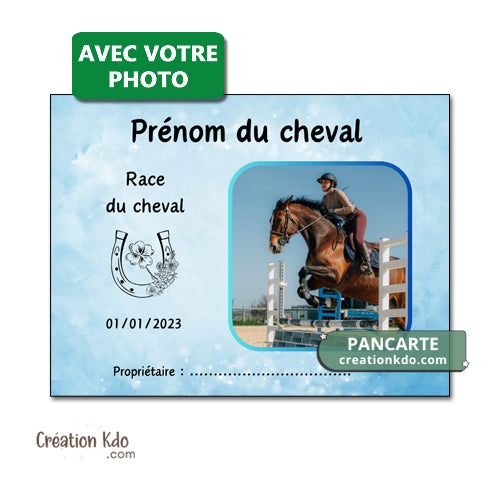 plaque de box bleue cheval personnalisée panneau pancarte