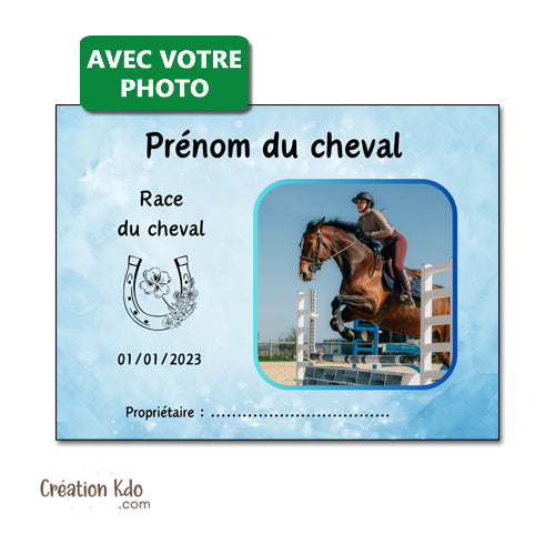 plaque de box bleue cheval personnalisée panneau pancarte