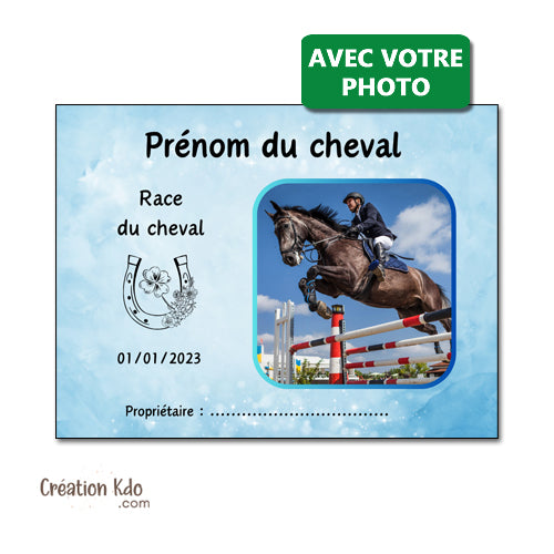 plaque de box bleue cheval personnalisée panneau pancarte