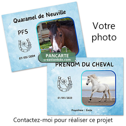 plaque de box bleue cheval personnalisée panneau pancarte