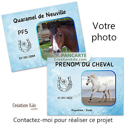 plaque de box bleue cheval personnalisée panneau pancarte