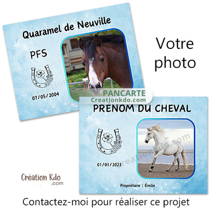 plaque de box bleue cheval personnalisée panneau pancarte
