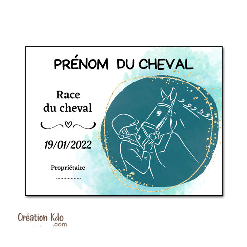 plaque de box cheval personnalisée panneau écurie chevaux race naissance nom