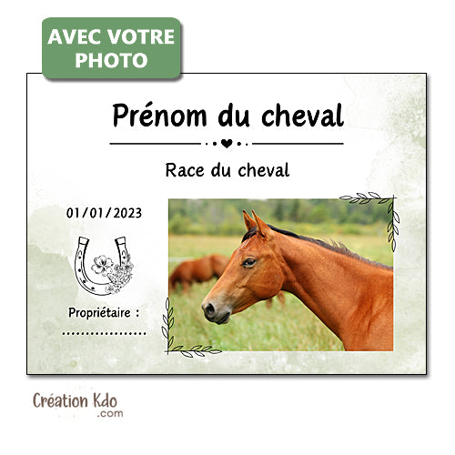 plaque de box photo cheval panneau chevaux écurie personnalisée