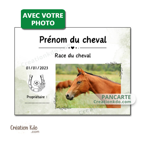 plaque de box photo cheval panneau chevaux écurie personnalisée