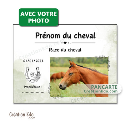 plaque de box photo cheval panneau chevaux écurie personnalisée