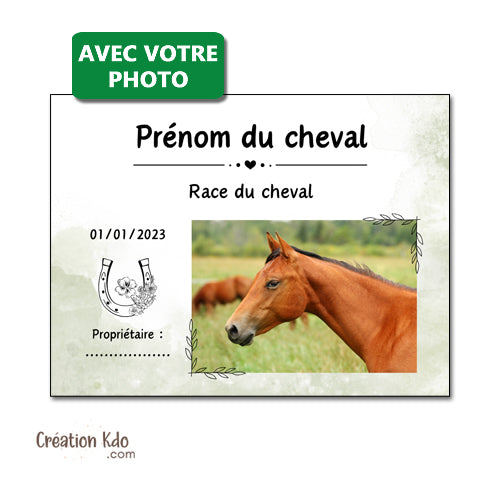 plaque de box photo cheval panneau chevaux écurie personnalisée