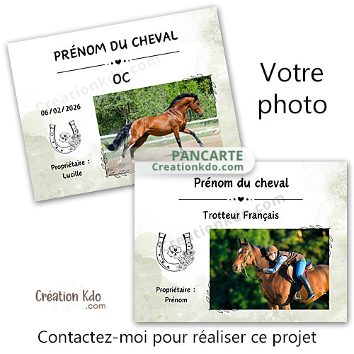 plaque de box photo cheval panneau chevaux écurie personnalisée