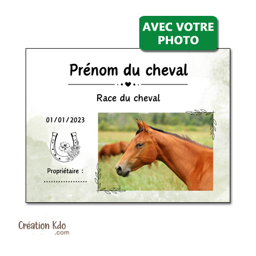 plaque de box photo cheval panneau chevaux écurie personnalisée