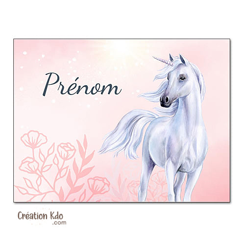 Plaque de porte chambre motif licorne pour fille Panneau mural