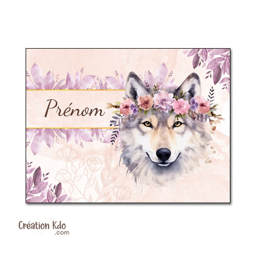 plaque de porte chambre enfant ou bébé panneau déco bohême native loup