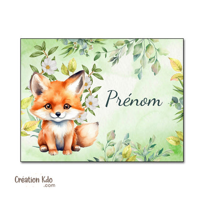 plaque de porte chambre enfant ou bébé panneau déco motif renard