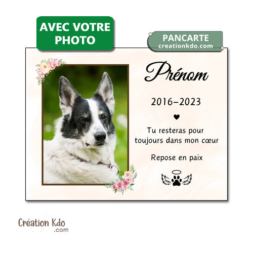 plaque funéraire chien chat commémorative souvenirs hommage panneau pancarte photo